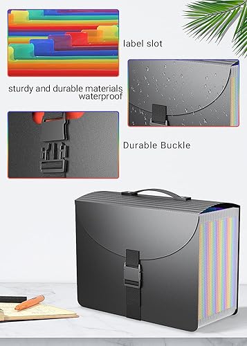 Miniatura 2 de Carpetas de archivos expandibles, organizador de archivos de acordeón con asa, carpeta de archivos expandible de 25 bolsillos, caja de archivos