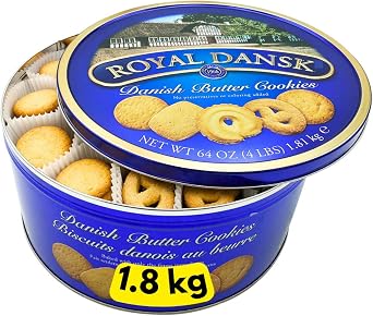 Royal Dansk Danish Butter Cookies, 1.8kg Large Biscuit Tin 1 box