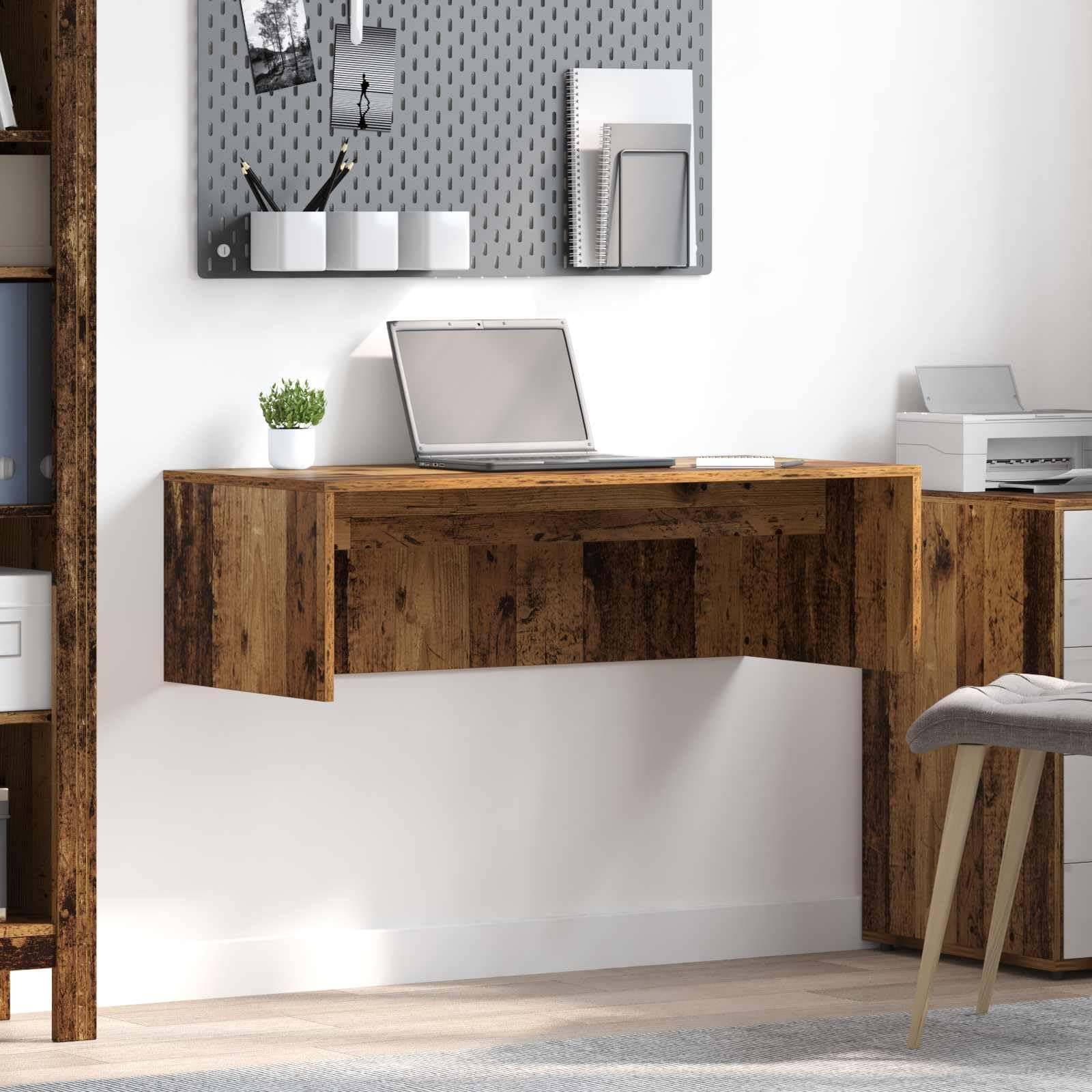Scrivania a parete in legno ingegnerizzato colore legno vecchio per ufficio casa studio 100x45x30 cm salvaspazio design moderno funzionale per smartworking e gaming