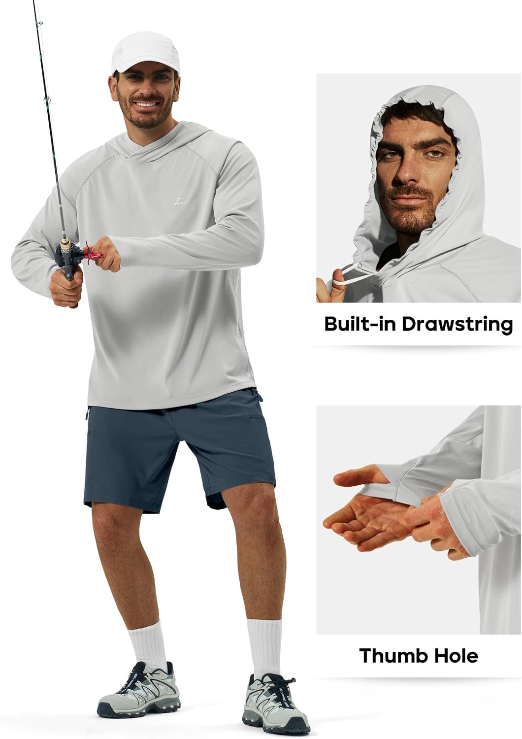 Willit Men's Sun Hoodie UPF 50+ Long Sleeve Sun Shirts Lightweight SPF UV Hiking Fishing Swim Travel Shirts