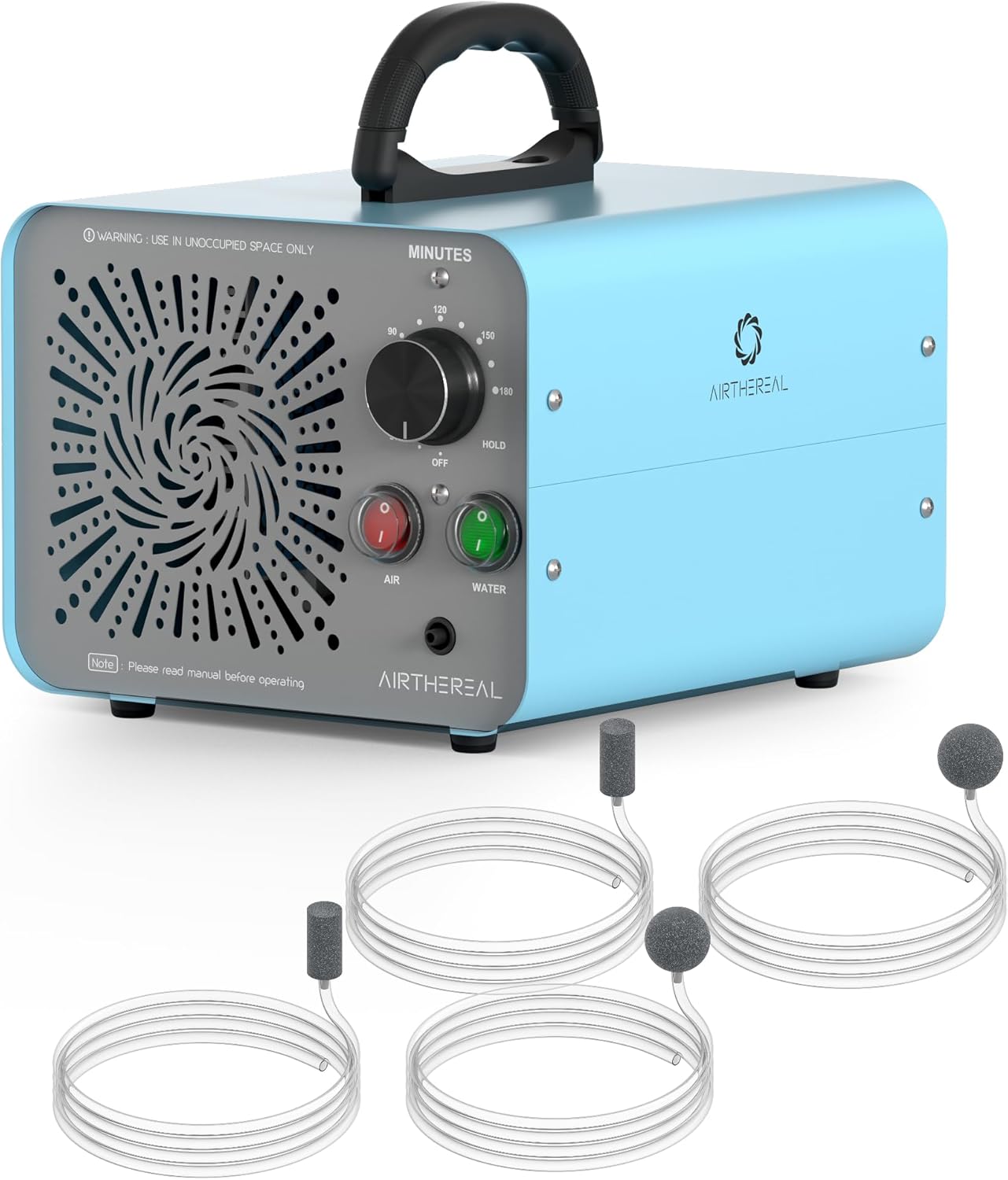 Airthereal Bundle | MA25L Ozone Generator and 4 Tubes and Diffuser Stones for Water and Air - High Capacity Ozone Machine for Odor Removal - Covers up to 4000 sq. ft.