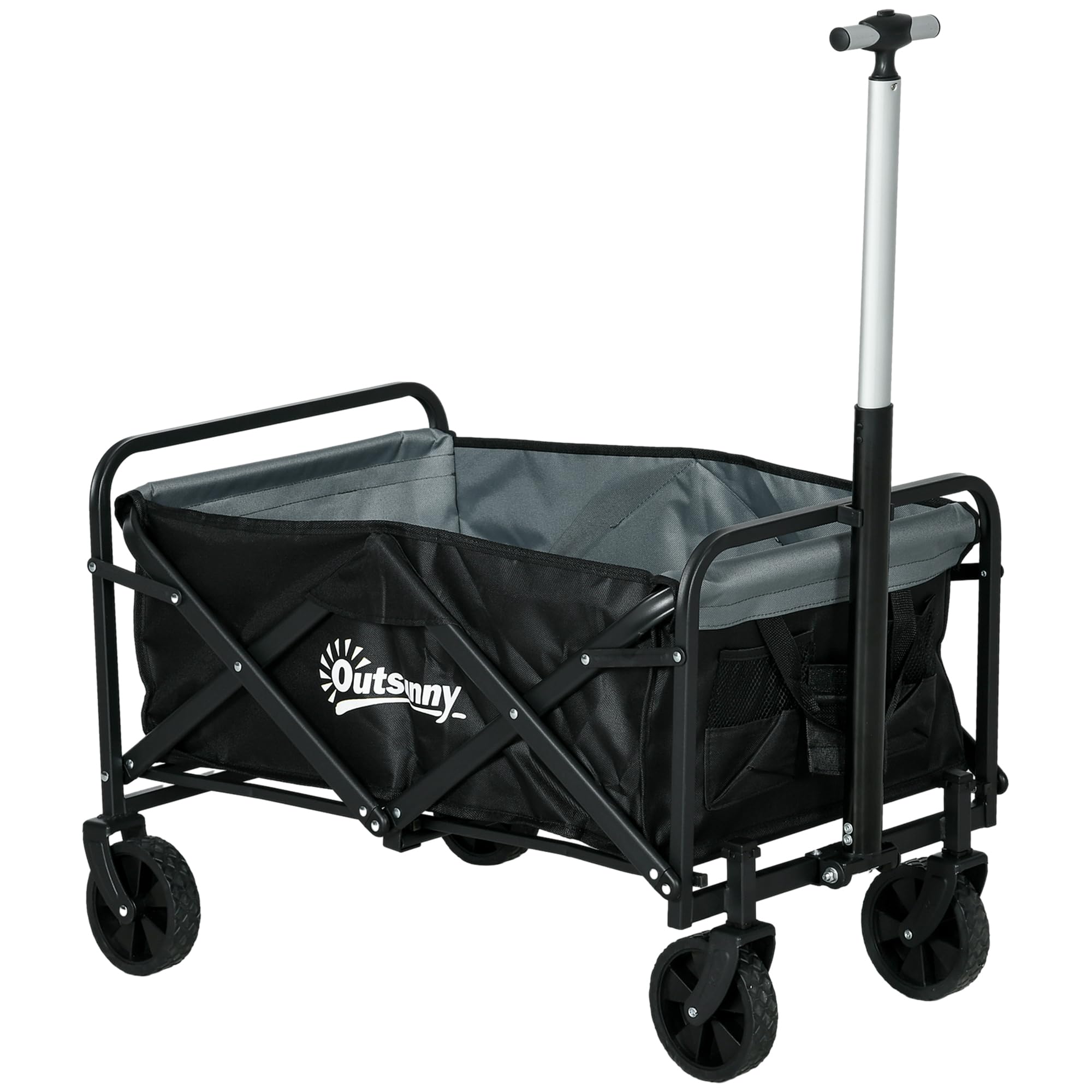 Antifir Carrello pieghevole pieghevole con ruote, 163,3 kg, resistente, per generi alimentari, shopping, giardino, campeggio, all'aperto, 2 portabevande, grigio