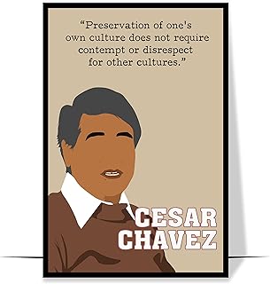 LOLUIS Inspirational Latino Leader Hand-Drawn Artwork Hispanic Heritage Wall Art Diversity Decorations (Custom Frame Type, Mexican Labor Leader)