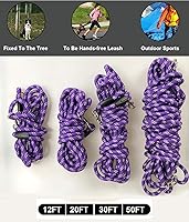 Vista 5 de Codepets Correa de cuerda larga para entrenamiento de perros de 12, 20, 30, 50 pies, hilos reflectantes, correas para perros y gatos, cordón