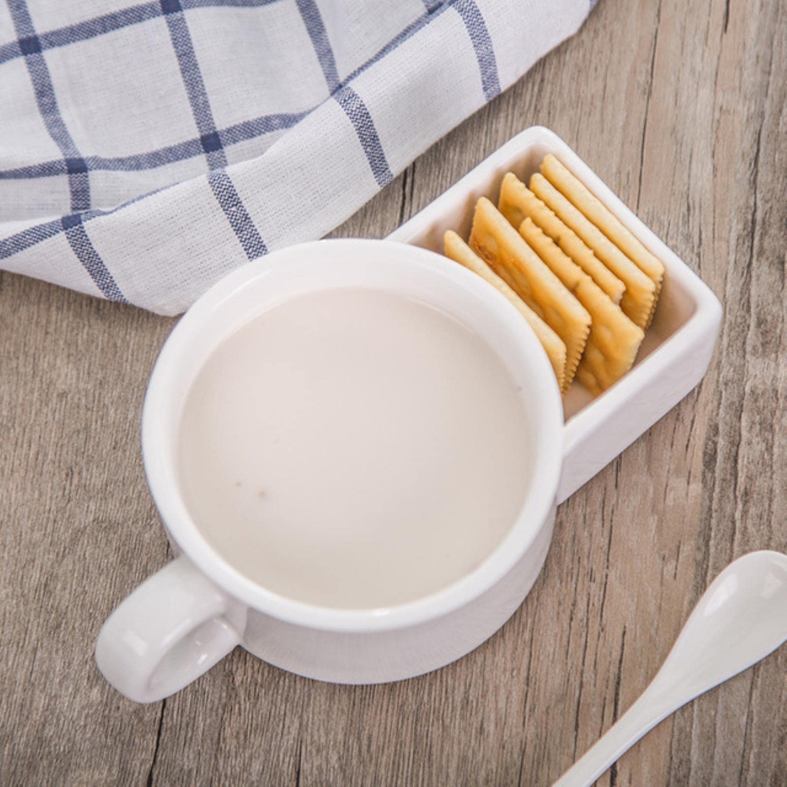 Sfaft C Reative Face Mug Biscuit Ookie Dessert Erami Mugs Offee Milk Tea Ups With Biscuit Holder 200Ml