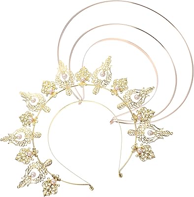 Lurrose Angel Halo Headband Halo Crown Headpiece Mary Goddess Headband Goddess Headpiece Wedding Crown Halloween Headdress for Women