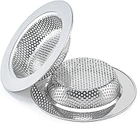 Honmein 2-Pack 4.5 Inch Stainless Steel Kitchen Sink Strainers - Double-Layer Rustproof Drain Guards, Safe & Easy Clean