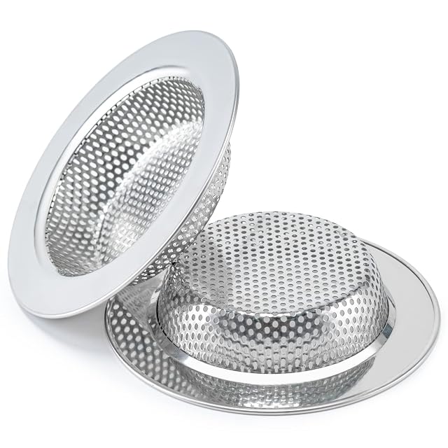 2 Pcs Sink Strainer for Most Kitchen Sink Drain Basket Upgraded Double-Layer Safe Design Kitchen Sink Strainer Outer