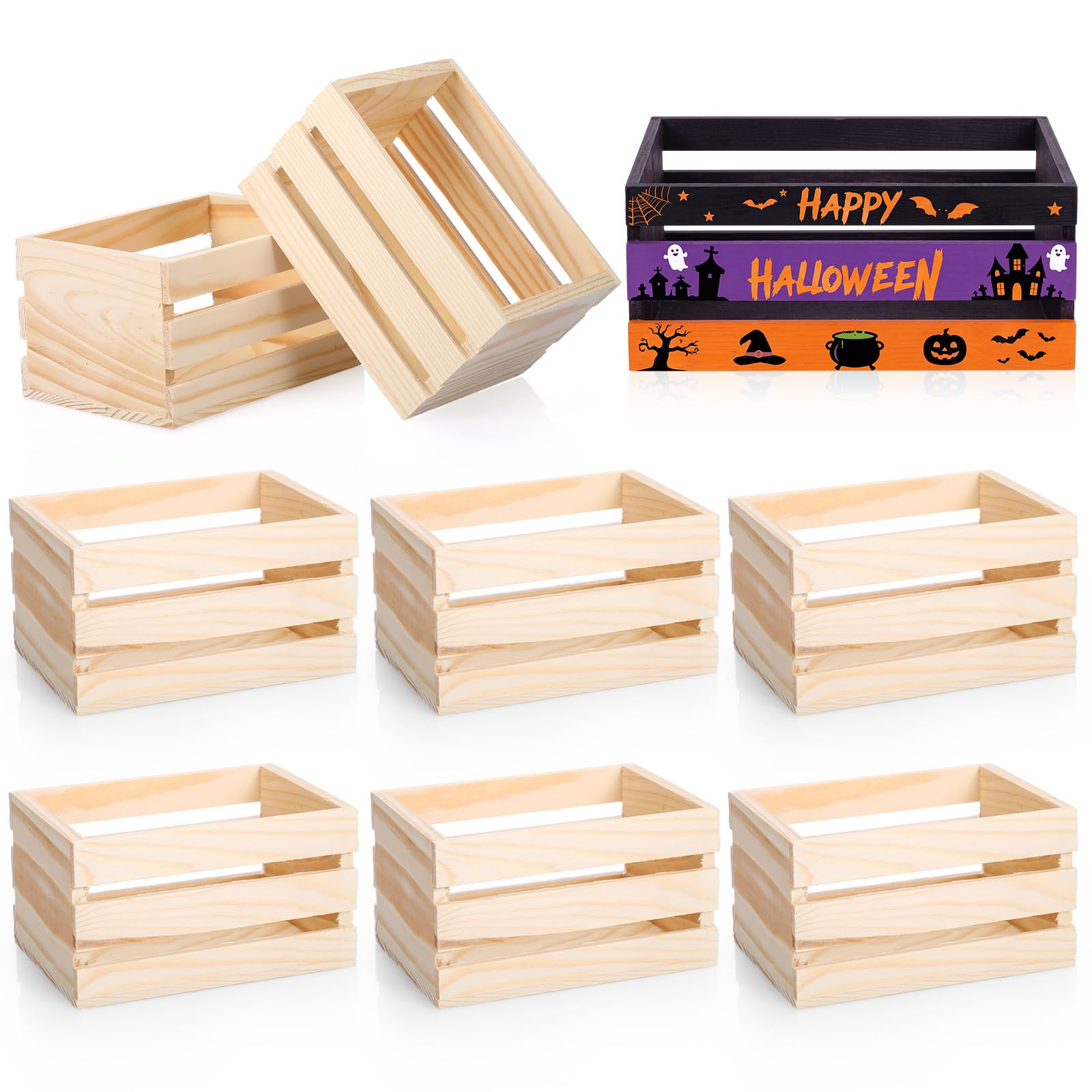 Amazon.com: Roowest 6 Pcs 6.5'' Small Wooden Crates for Halloween