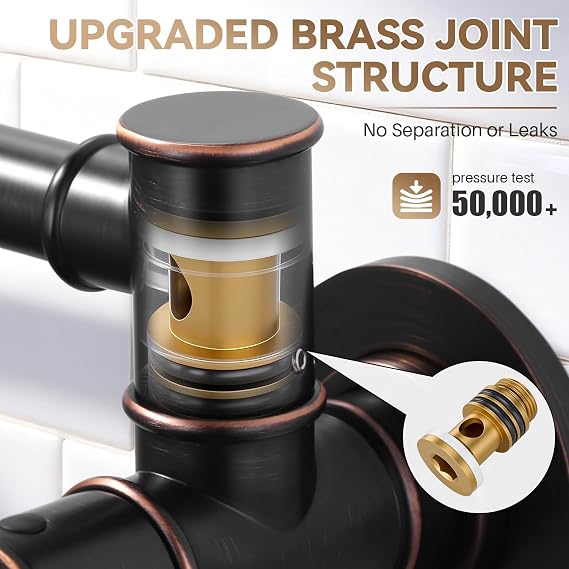 Pot Filler Faucet, Wall Mount Stove Faucet for Kitchen Sink, Brass Kitchen Pot Faucet Over Stove, Pot Filler Folding Faucet with Single Hole 2 Handle, Oil Rubbed Bronze