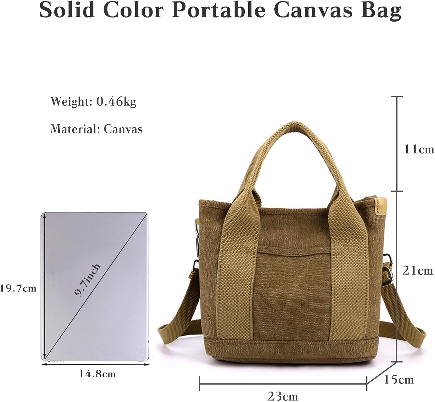 CORIOS Canvas Tote Bag for Women Small Handbag Satchel Bag Shoulder Bag Top Handle Bag Messenger Bag Casual Crossbody Bag