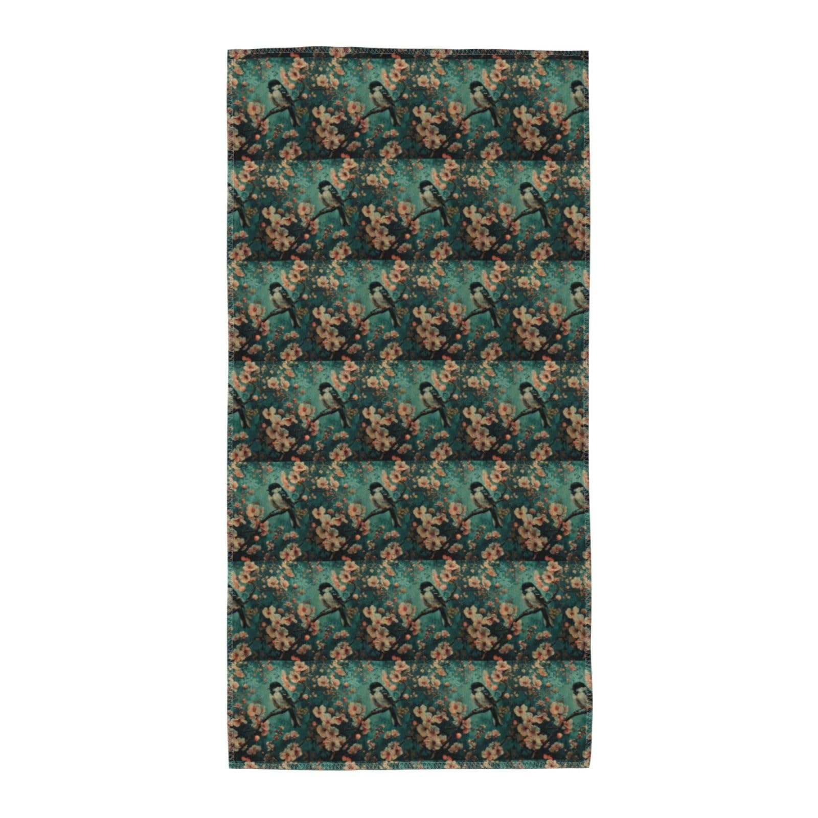 DIEzig Flower And Bird Art Fashion Printed Long Bath Towel For Pool Side Seaside Holiday
