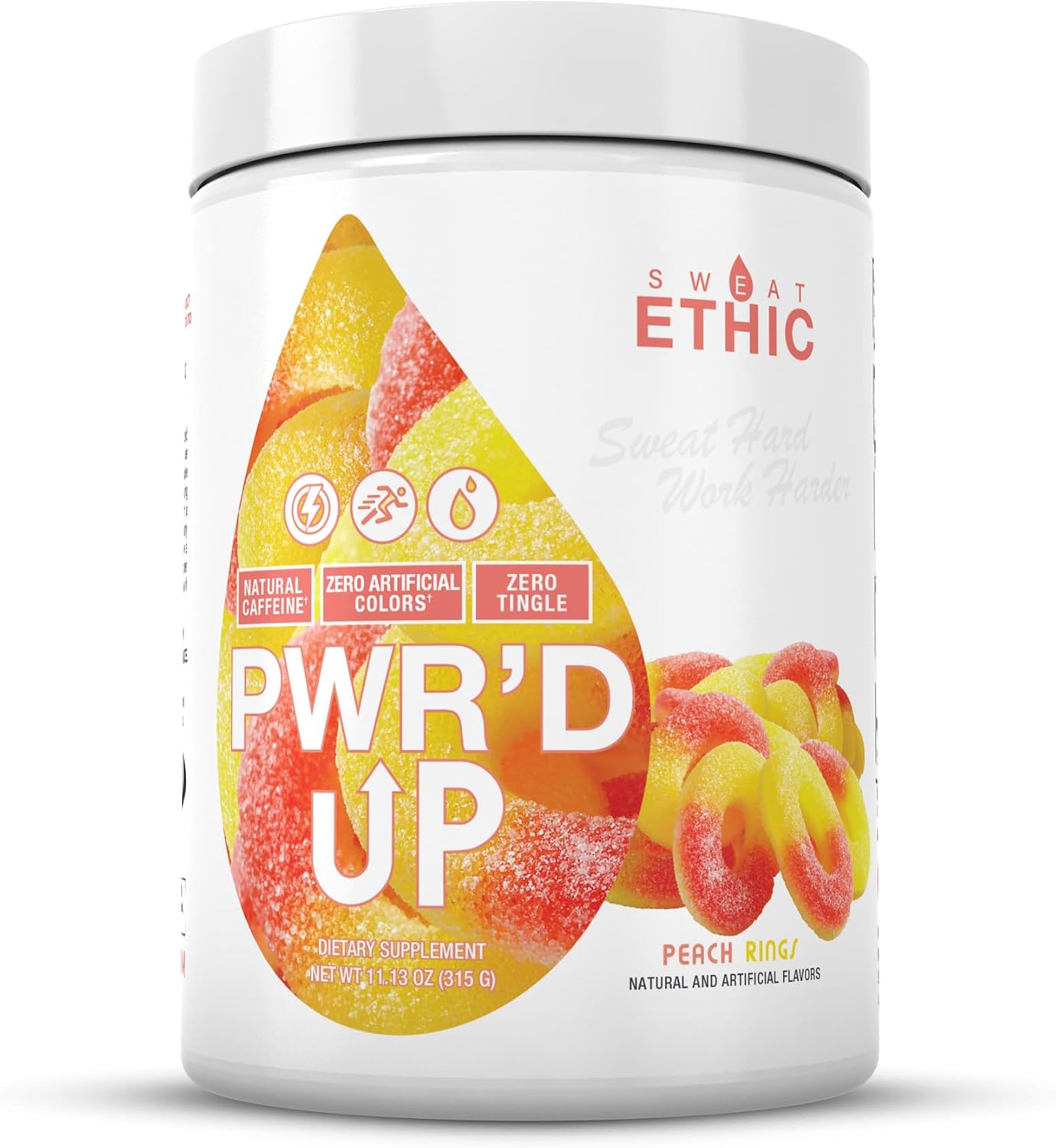 Sweat Ethic PWR’D UP Pre Workout, Natural Caffeine, No Beta Alanine, Zero Tingle, Supports Training & Performance, Easy Mix Powder for Preworkout Energy, Watermelon Lemonade Flavor, 50 Servings