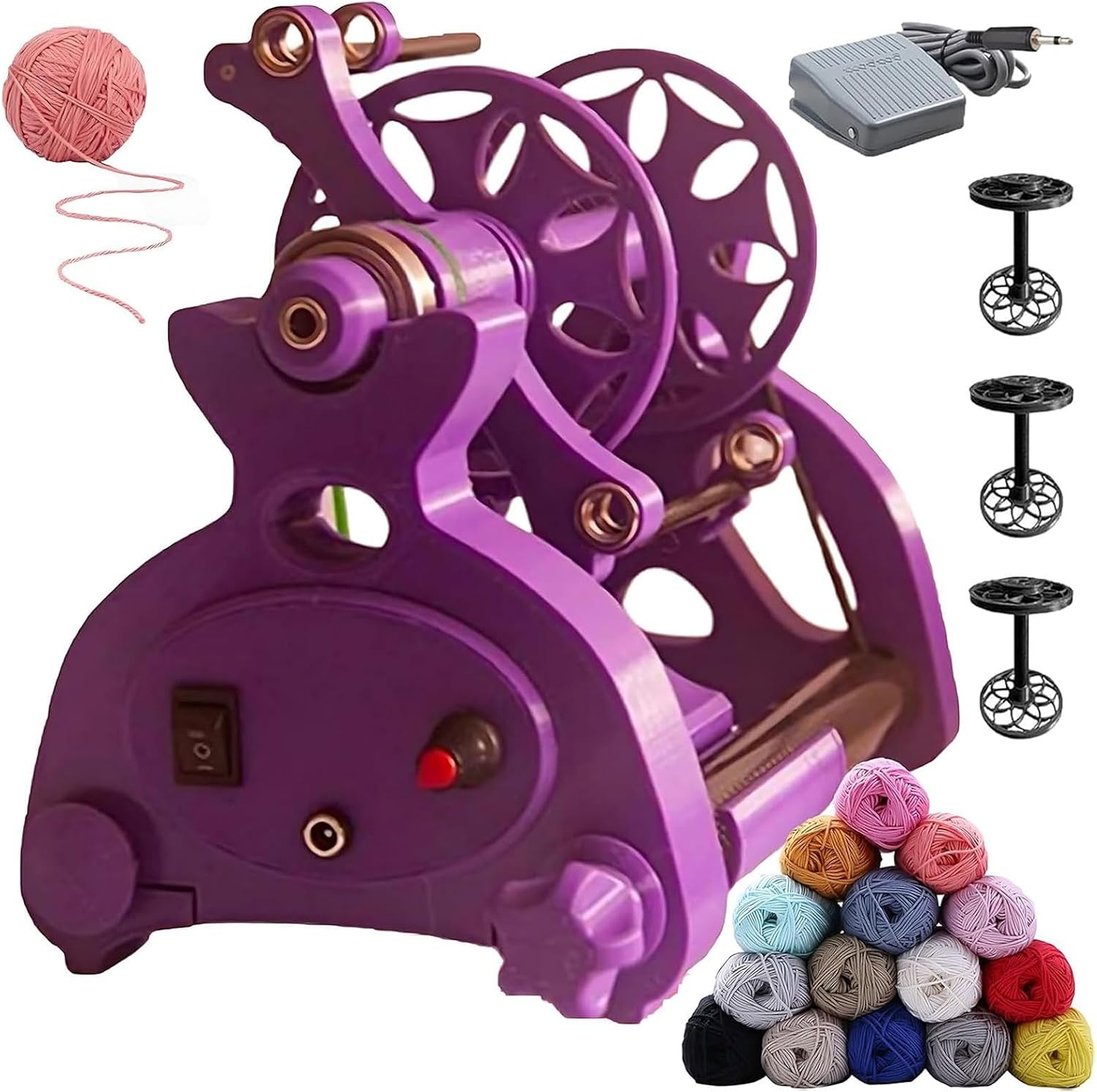 Electric Spinning Wheel Wool Fibre Twisting, Spinning Wheel Yarn, Automatic Yarn Winding Machine, Knitting Wool Yarn Winder, Drum Carder, Max Speed 800RPM,for Yarn Weaving Blendin(Black)