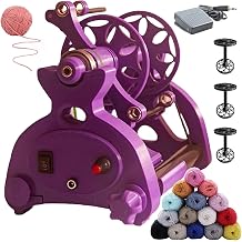 Electric Spinning Wheel Wool Fibre Twisting, Spinning Wheel Yarn, Automatic Yarn Winding Machine, Knitting Wool Yarn Winder, Drum Carder, Max Speed 800RPM,for Yarn Weaving BlendinPurple