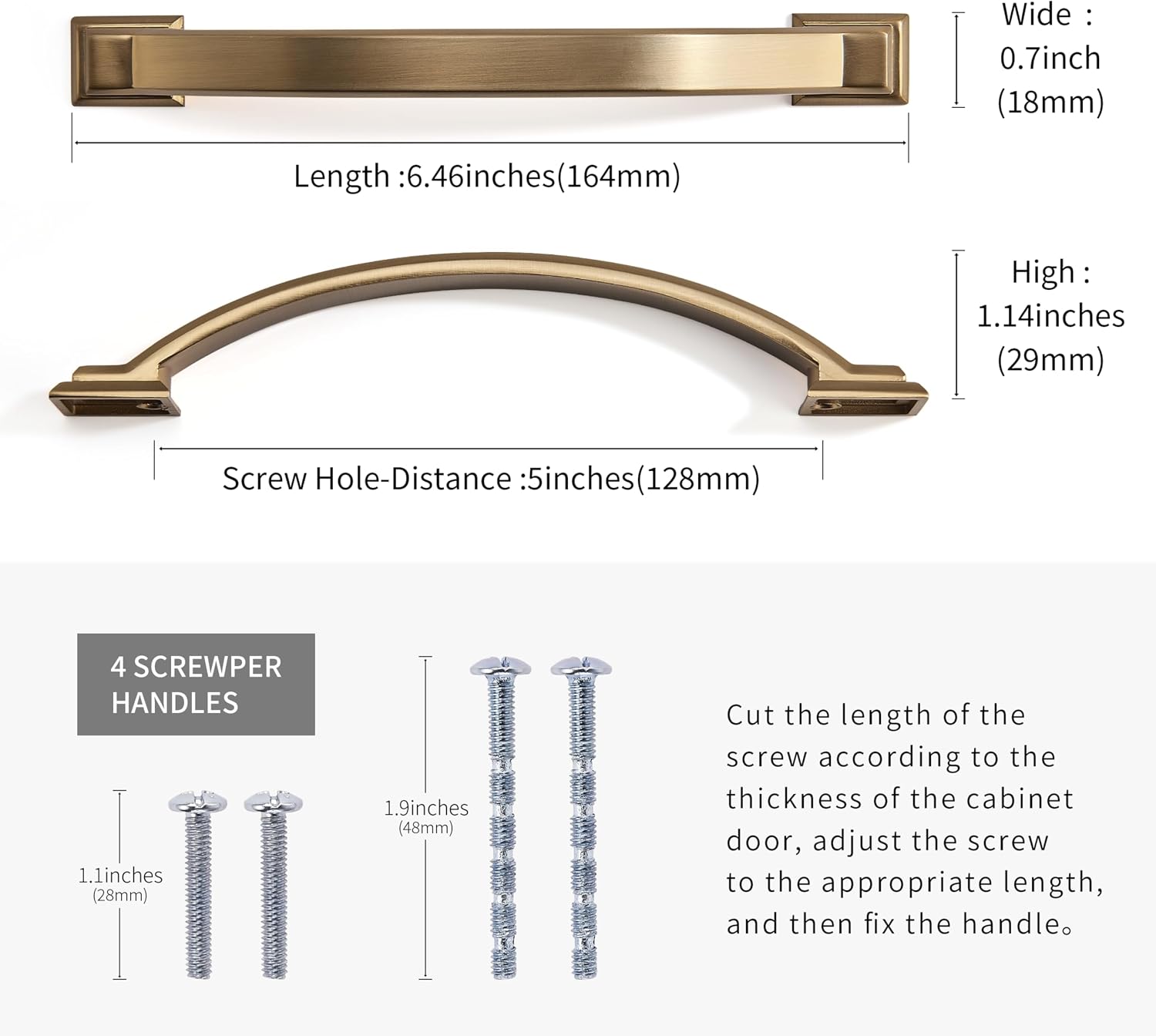 10 Pack Champagne Bronze Cabinet Pulls 5 Inch(128mm) Hole Center Kitchen Cabinet Hardware Gold Cabinet Handles Drawer Pulls,Cabinet Pulls,Cupboards, Dressers and Square Solid Metal Hardware