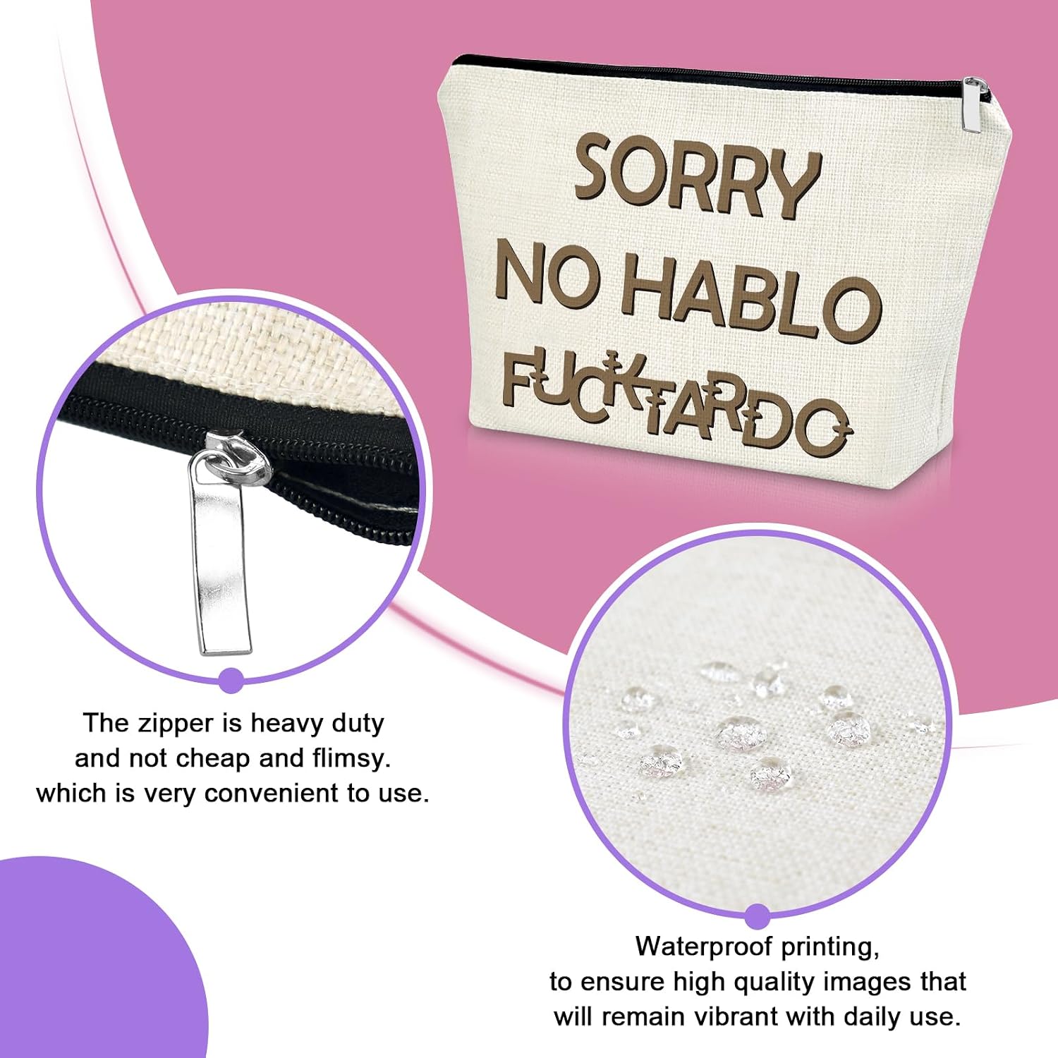 Sazuwu Funny Travel Makeup Bag Sarcastic Toiletry Bag for Women Girls image 3