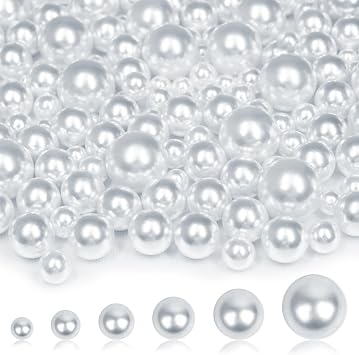 2000PCS White No Hole Pearl Beads for Crafting and Vase Fillers | Assorted Sizes Bulk Fake Pearls for Centerpieces, Wedding Decor, Floral Arrangements and Jewelry Making 4/6/8/10/14/20mm