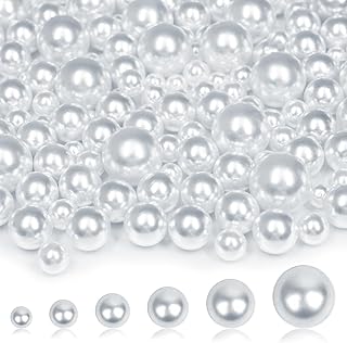 2000PCS White No Hole Pearl Beads for Crafting and Vase Fillers | Assorted Sizes Bulk Fake Pearls for Centerpieces, Wedding Decor, Floral Arrangements and Jewelry Making (4/6/8/10/14/20mm)