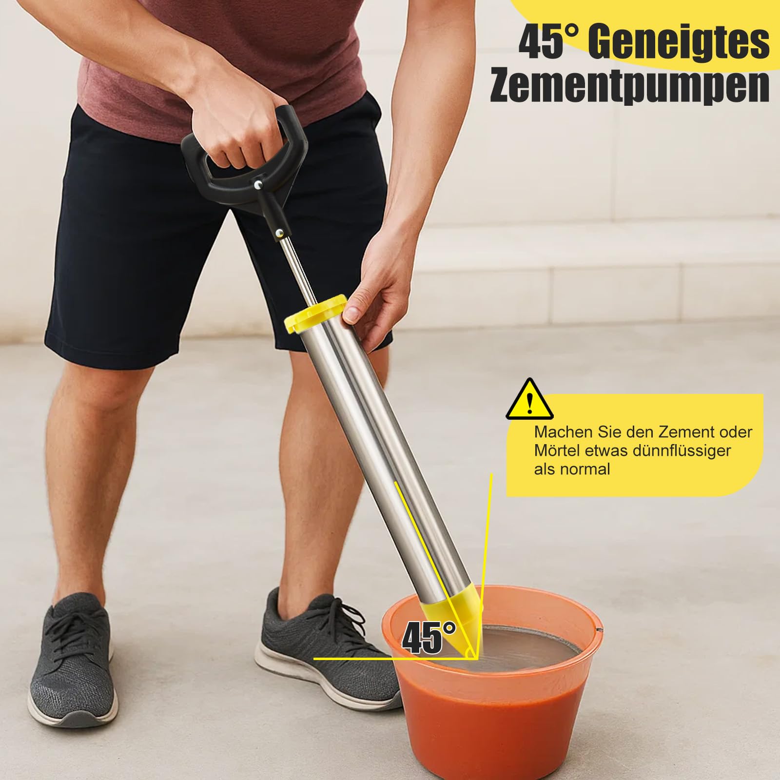 Mörtelspritze Edelstahl 5-in-1 Düsen Fugenpistole | Edelstahl Mörtelspritze – 5-in-1 Düsen Mörtelpresse mit Zubehör, ideal zum Verfugen von Mörtel, Fliesen und Bauarbeiten.
