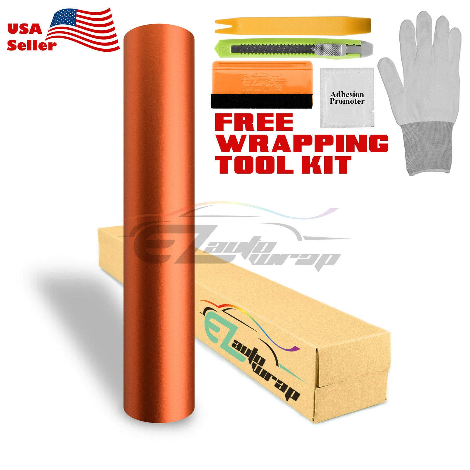 Free Tool Kit Satin Chrome Orange Car Vinyl Wrap Sticker Decal Sheet with Air Release Bubble Free Self Adhesive Peel and Stick - 60