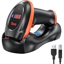 Tera Barcode Scanner Image Sensor 2D 1D QR Wireless 2.4GHz with Charging Station USB Cable Digital Image Scanner for Warehouse Library Shop PDF417 on Driver's License HW0008