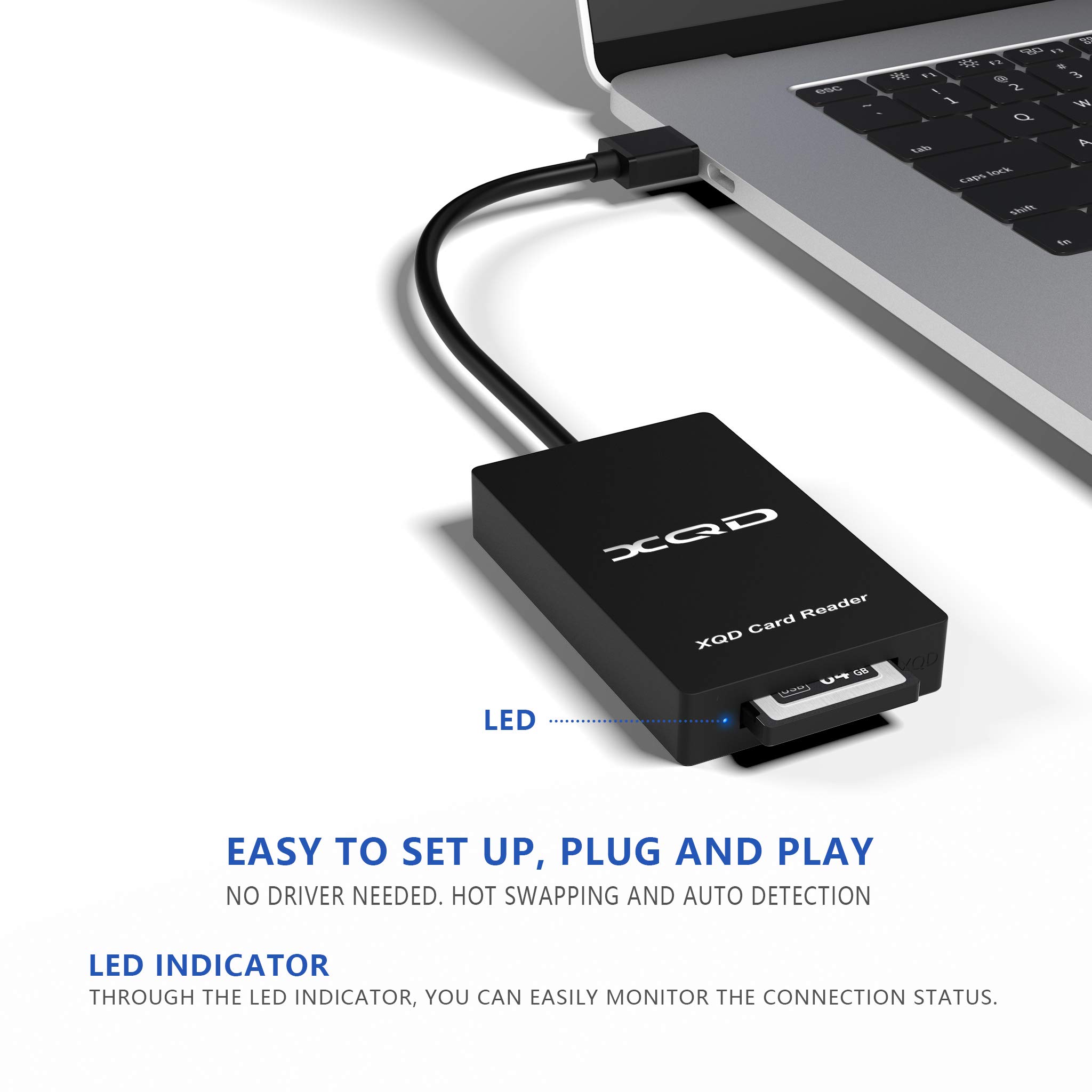 CATECK Schede XQD serie M e G, lettore di schede per dispositivi USB 3.0 5 GB/s, compatibile con Mac OS e Windows