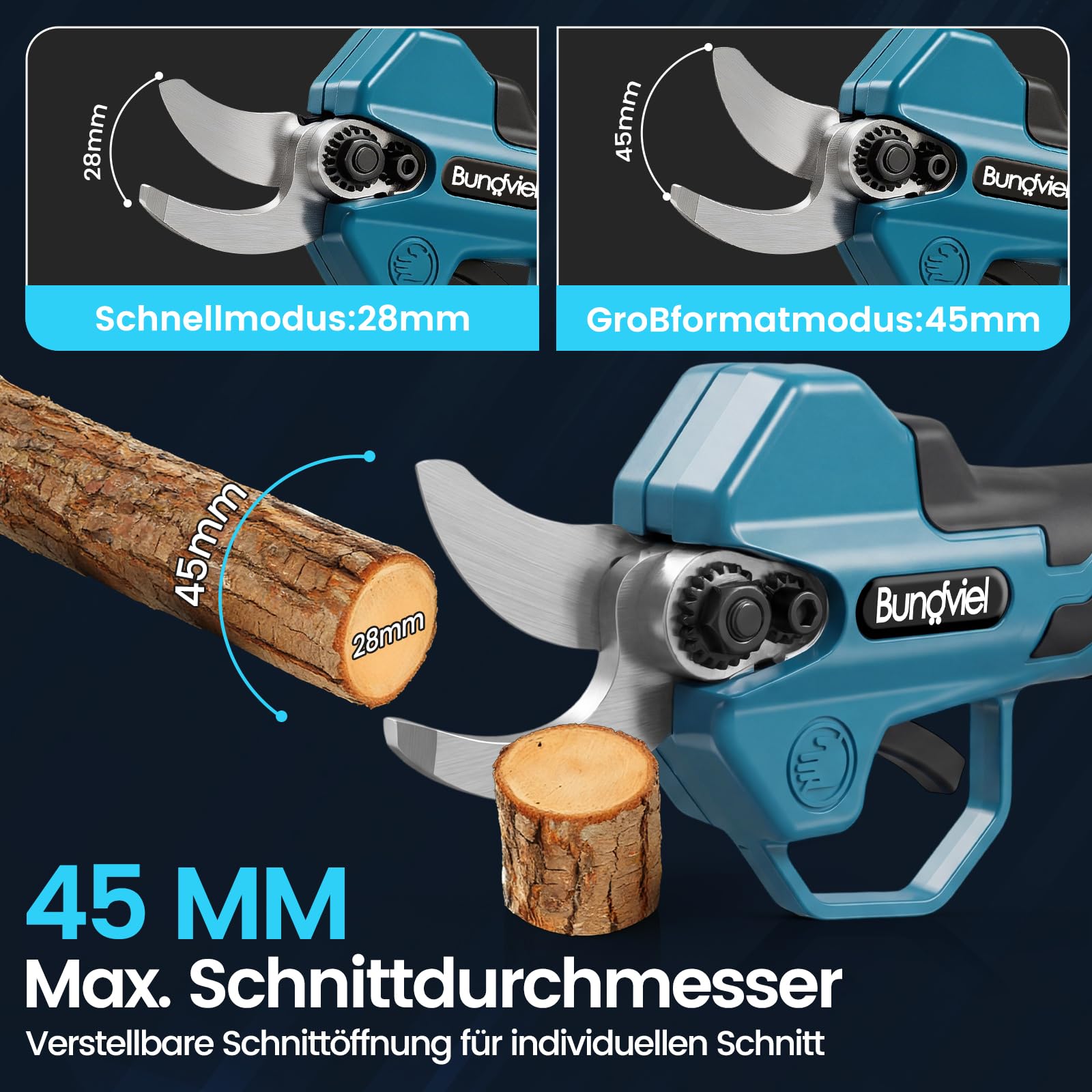 Akku-Astschere Bürstenloser Motor, Elektrische Gartenschere kompatibel mit Makita 18V Akku, mit 2x 4Ah Akku, 28-45mm Schnittdurchmesser für Zweige, Garten & Äste für Männer zu Valentinstag