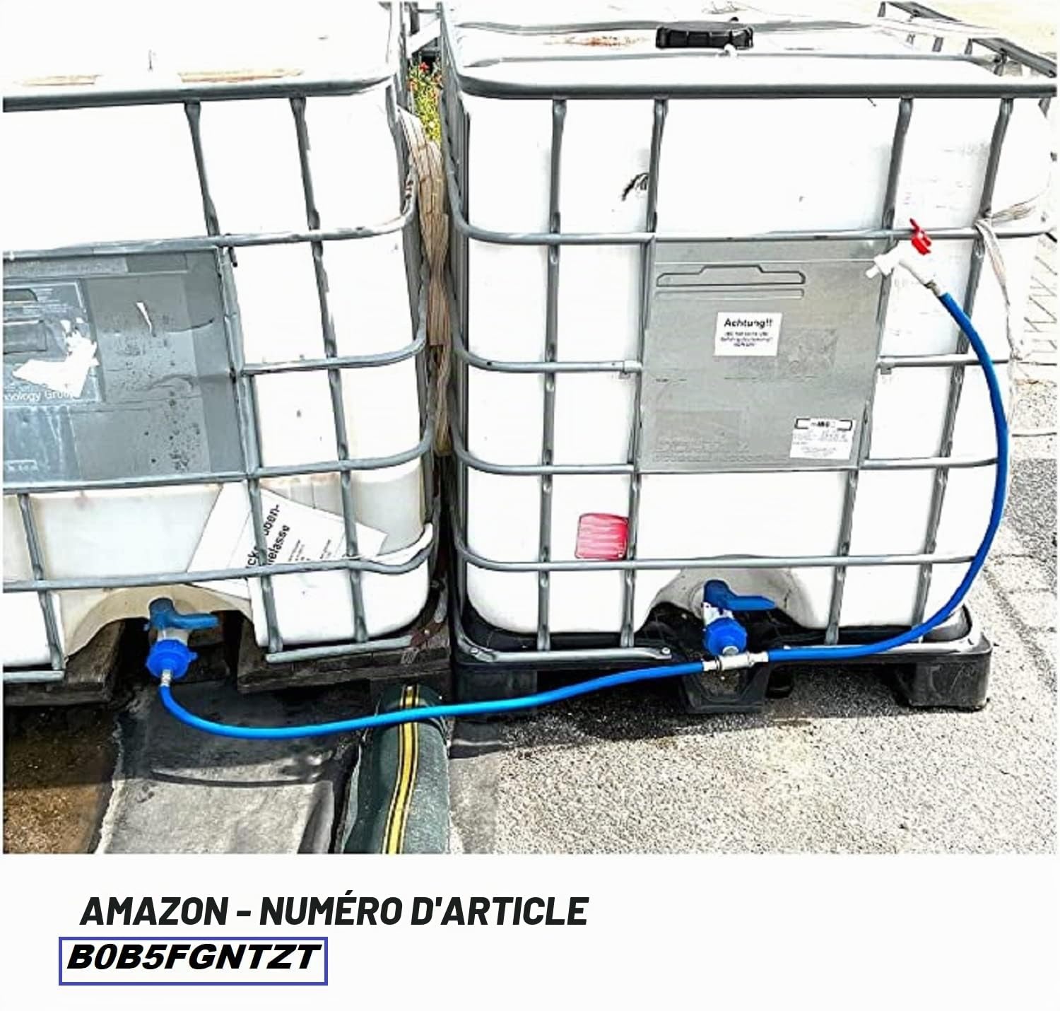 UZMAN - Abreuvoir pour chevaux, bétail, moutons avec languette de pression + kit de raccordement IBC, réservoir IBC 60 litres