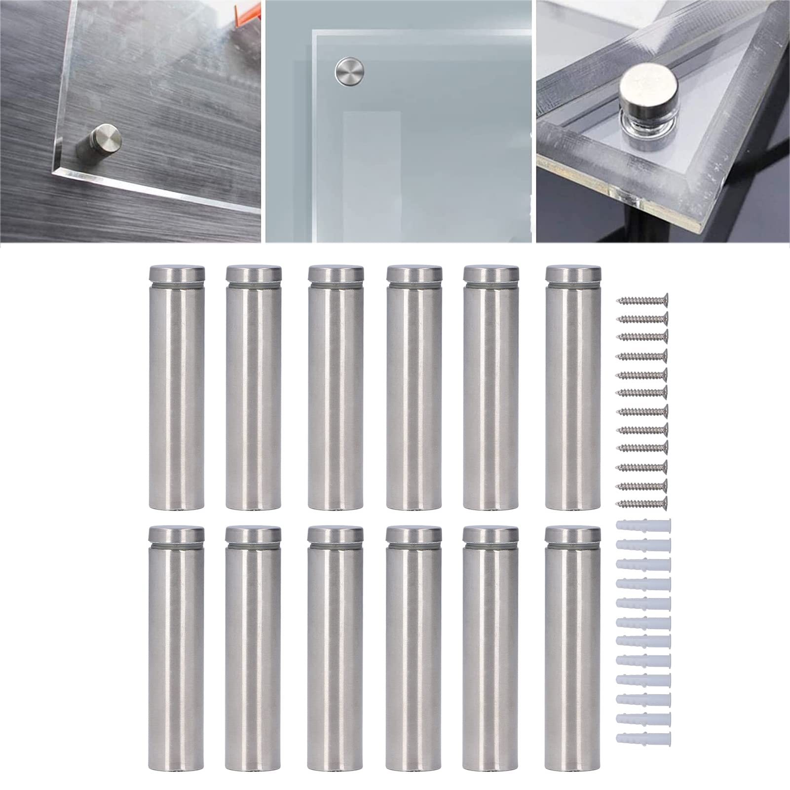Natudeco 12 Set 19x80mm Stainless Steel Standoff Screws Advertising Screws Mounting Hardware Standoff Spacer Kit for Hanging Acrylic Picture Frame - Image 3