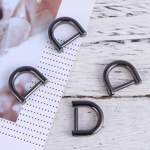 Miniatura 2 de Artibetter Anillos en D con grillete de herradura en forma de U, anillo D de cuero, llavero accesorios para correa, 4 piezas