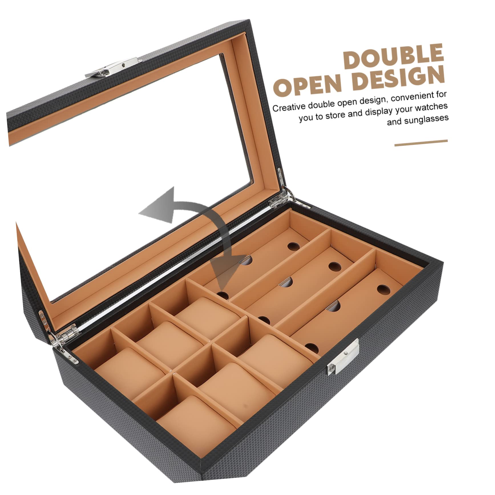 SOIMISS Boîte à Montres en Bois 6 Montres 3 Lunettes, Coffret de Rangement