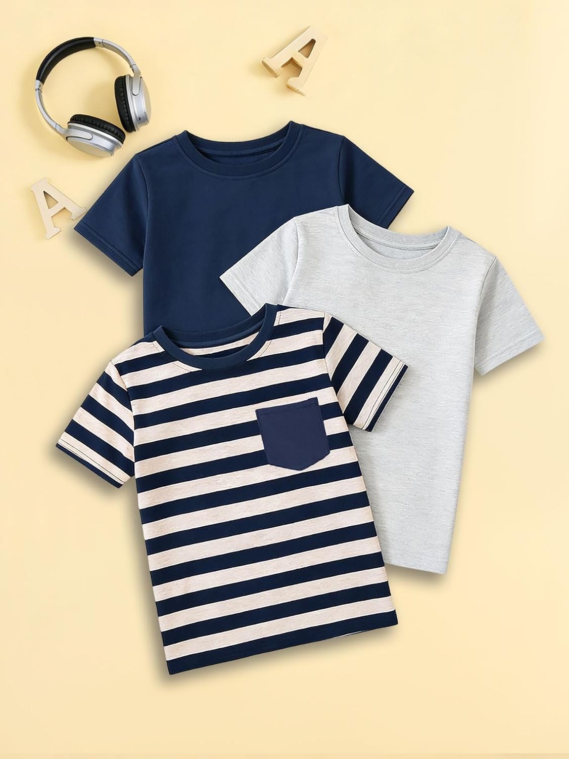 Boys T Shirts 3 Pack Cotton Short Sleeve Tee Shirts Casual Summer Tops for Kids and Big Boys 4-13 Years