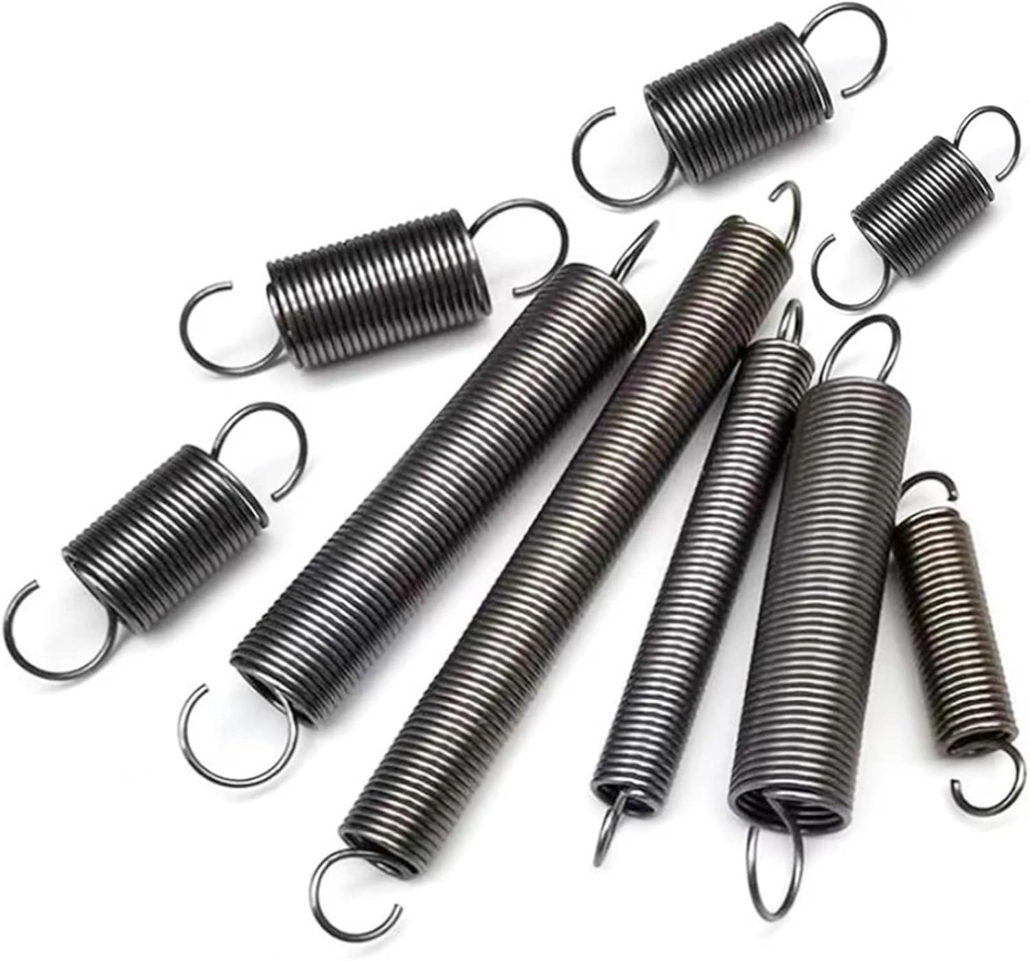 Extension spring, 2 Pcs Dual Hook Tension Spring, .5 x 26 450mm, Wire Diameter .5mm, OD 26mm, Free Length, Steel, S-Shaped Double(2.5 x 26 x 80mm)