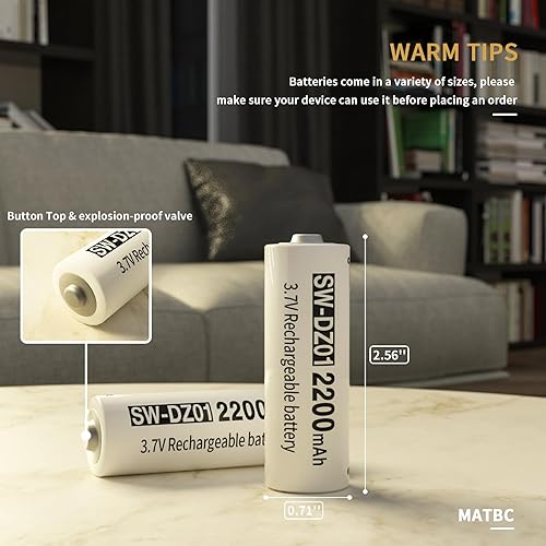 Miniatura 3 de Paquete de 3 baterías recargables universales de iones de litio de 2200 mAh 3.7 V 18650 con botón superior protegido con base de batería recargable