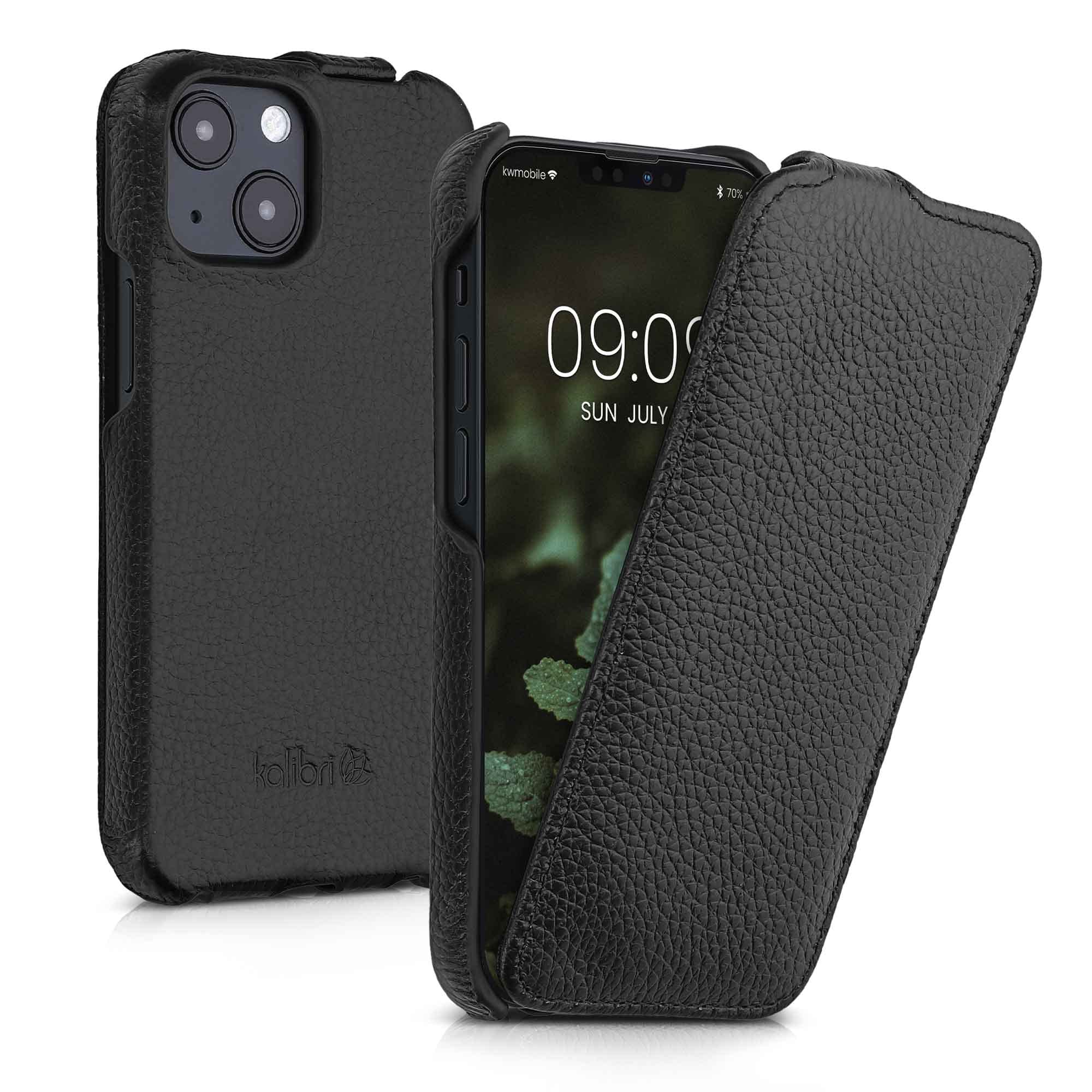 kalibri Custodia a Flip Ultra Slim Custodia compatibile con Apple iPhone 13 mini - Pelle Custodia protettiva Case in nero