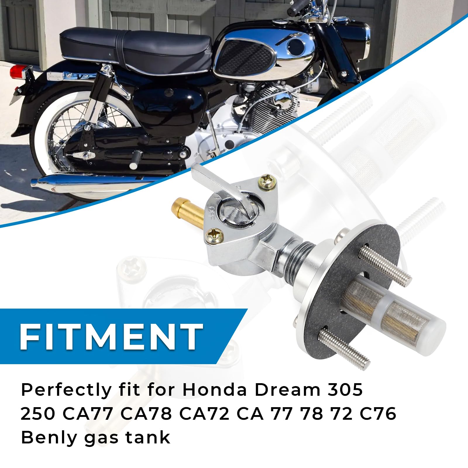 Amazon.com: Motoparty Fuel Petcock for Honda Dream 305 250 CA77