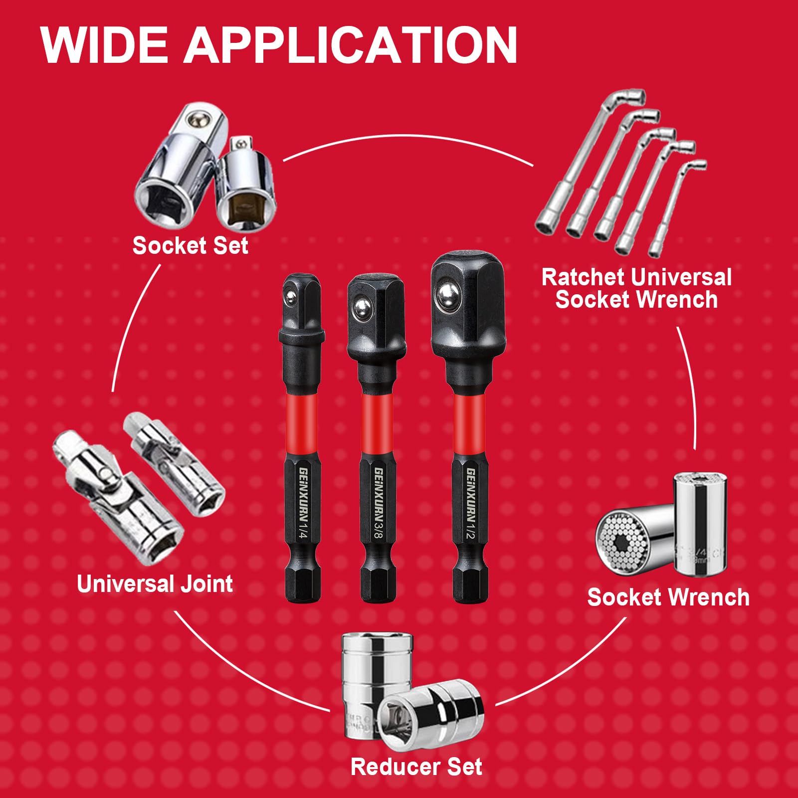 Impact Driver Socket Set WORKPRO Impact Grade Socket Adapter Set