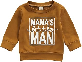 Infant Newborn Baby Boys Pullover Sweatshirt Sweater Top Babe Letters Print Crewneck Long Sleeve Toddler T Shirt Blouse (B-Brown, 2-3T)