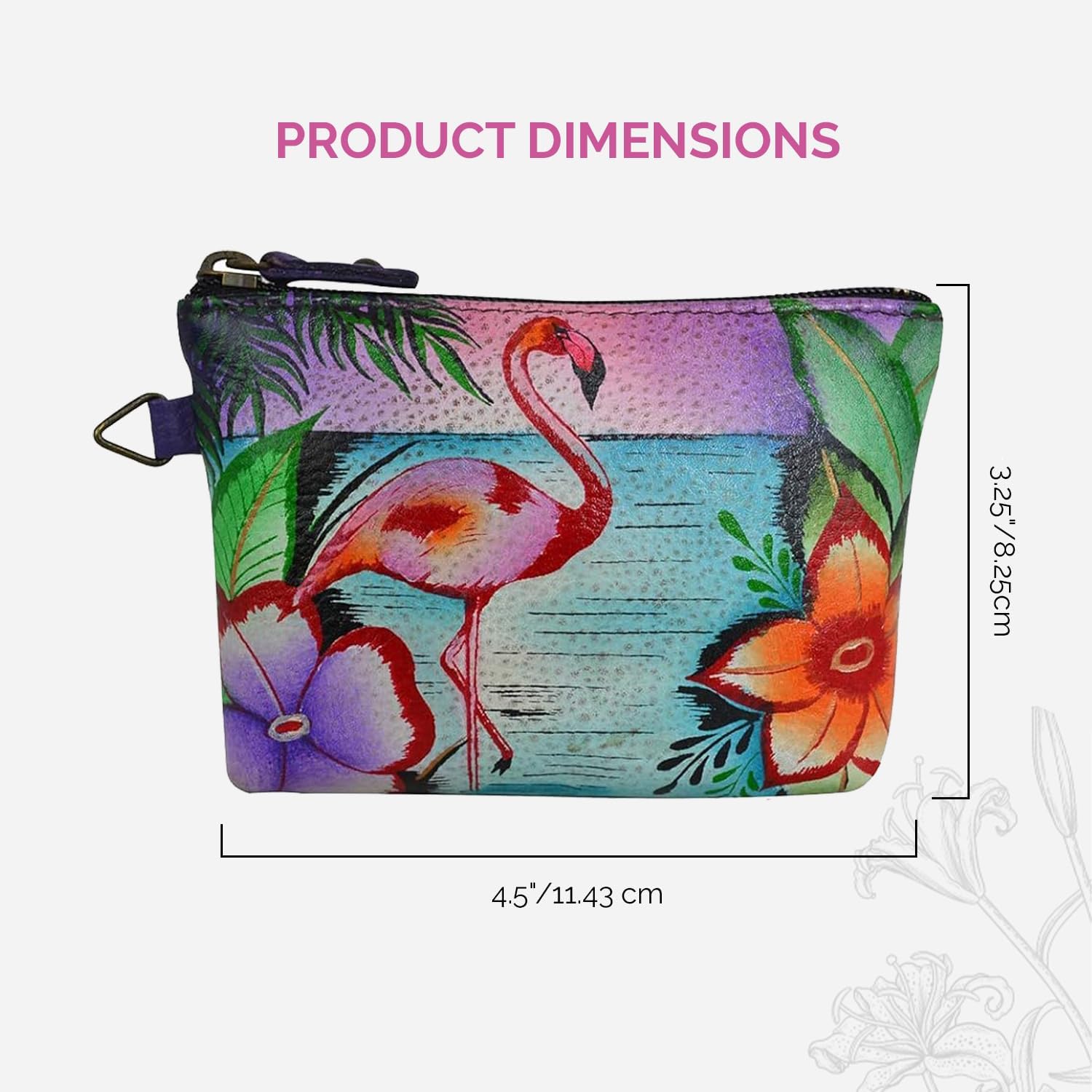 Anna by Anuschka Women's Hand Painted Leather Coin Pouch Purse - Image 4