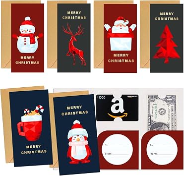 Mczan Christmas Cards Money Holder 48pcs, Merry Christmas Money Holder Cards with Envelopes, Happy Holiday Card for Gifting Cash, Xmas Holiday Gift Giving Ideas - A