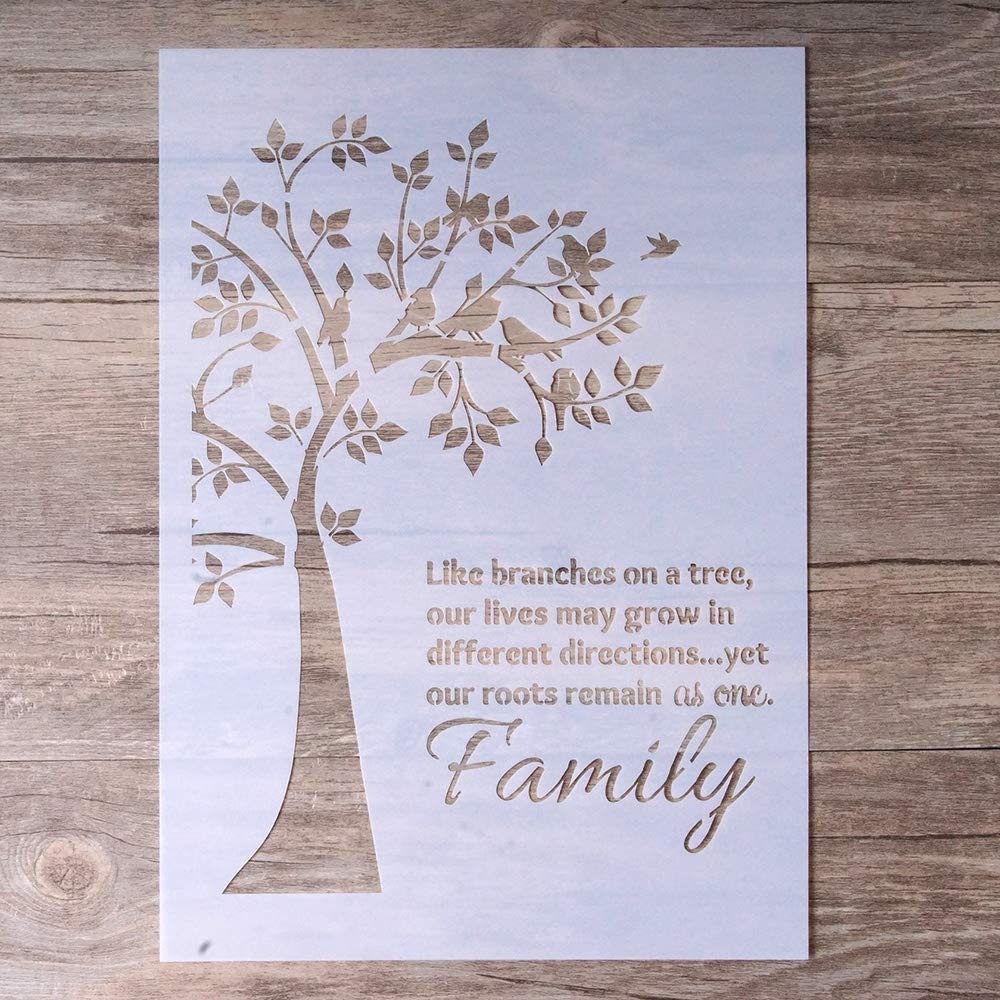 SLGIFT DIY Decorative Stencil Template for Painting on Walls Furniture Crafts, Family Tree (A4 Size) 1 Pcs Scented Paper Soap Bottle.
