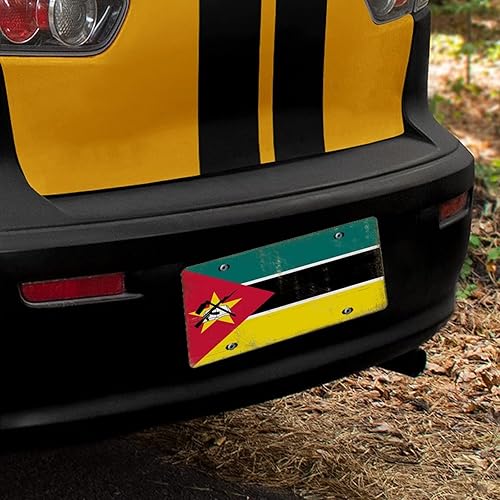 Miniatura 6 de Placa de matrícula de metal con bandera de Mozambique, placa de matrícula de la bandera nacional de Mozambique, recuerdo de campo, placa decorativa