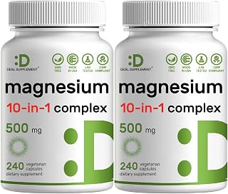Magnesium Complex 500mg, 480 Veggie Capsules | 10-in-1 Glycinate, Citrate, Malate, & More | 100% Chelated for Easy Absorption | Essential Mineral Supplement for Muscle, Sleep, & Heart Health