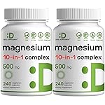 Magnesium Complex 500mg, 480 Veggie Capsules - Pack of 2 | 10-in-1 Glycinate, Citrate, Malate, Oxide, & More - 100% Chelated for Easy Absorption - Essential Mineral Supplement - Non-GMO