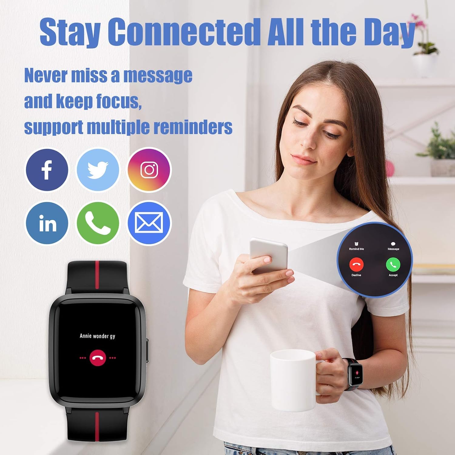 AIKELA Smart Watch displaying battery life and usage estimates.