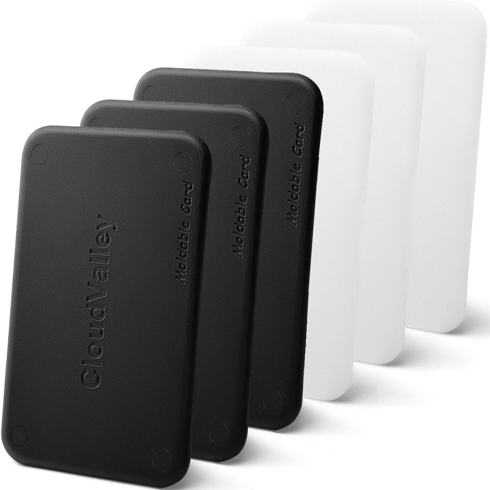 CloudValley Moldable Plastic Form Card[6 Pack], Friendly Polymorph Plastic Glue Handy Pocket Sized thermoplastic Sheet/Mould/mend/Make - Black & White