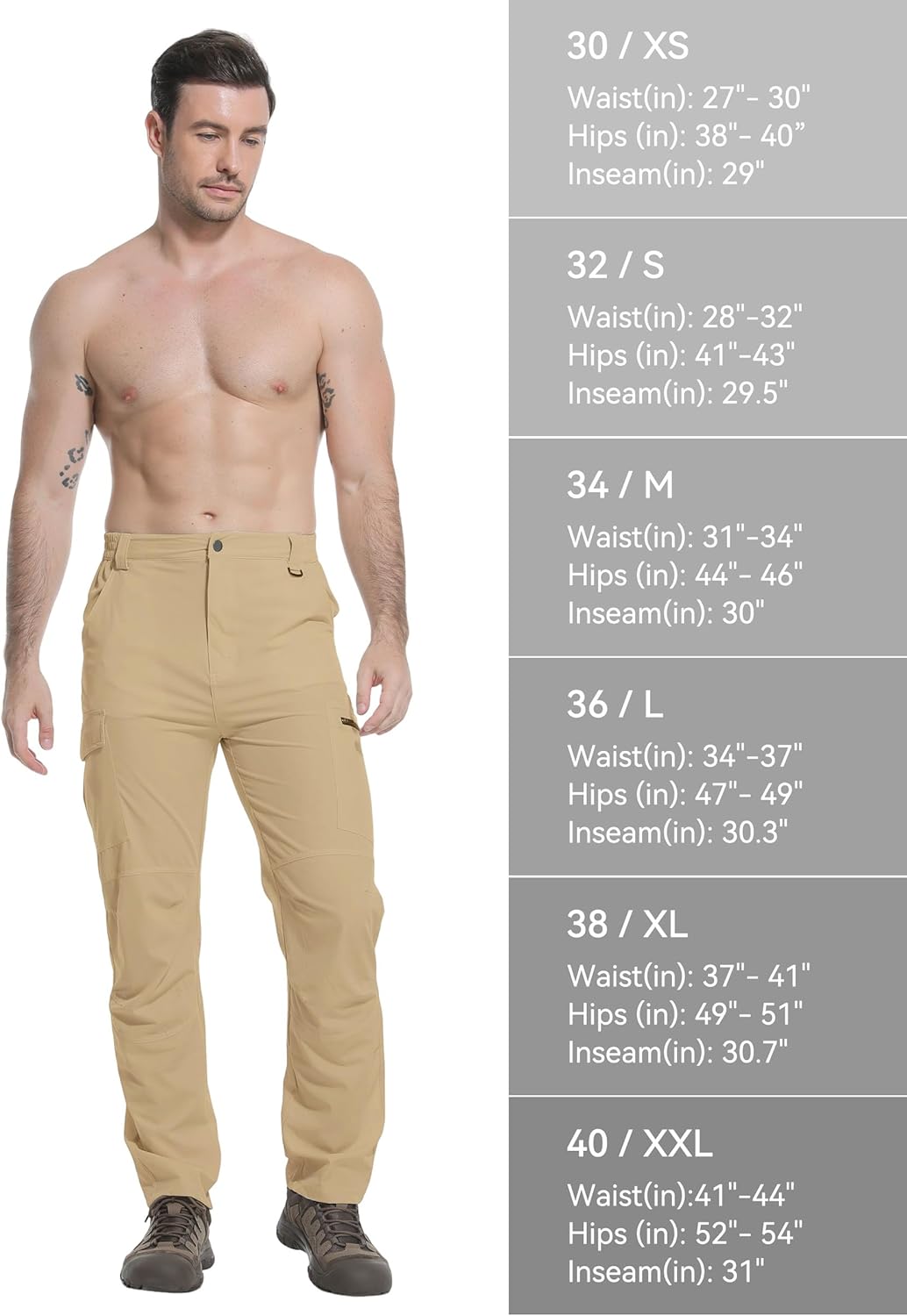 Men's Hiking Cargo Pants Waterproof Lightweight Quick Dry Outdoor Work Fishing Mountain Travel Stretch Pants - Image 7