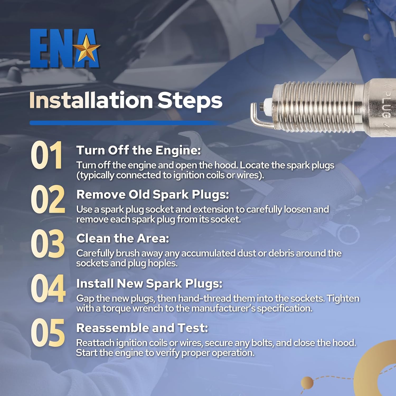 ENA Set of 16 Spark Plug Compatible with Dodge Chevrolet GMC Buick Jeep Chrysler Cadillac Saturn 3500 2500 1500 Colorado Canyon 5.7L 2.5L 2.2L 2.0L 6.1L V8 L4 2000-2022 Replacement for 570
