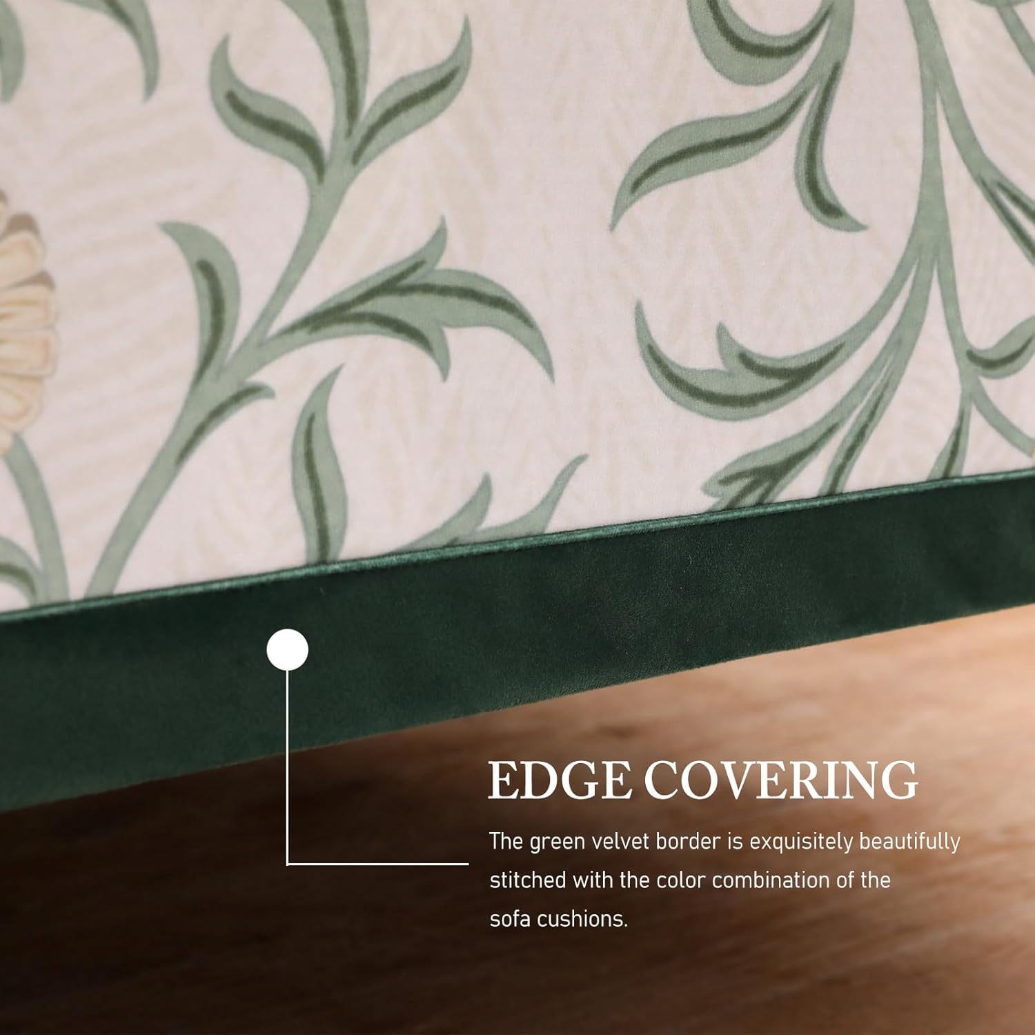 patdrea Designer Sofa Couch Cover, Green Velvet Floral Sectional Bed Bench Covers, Luxury Bed Stool Bench Slipcovers, Footstool Cover,33"*71"